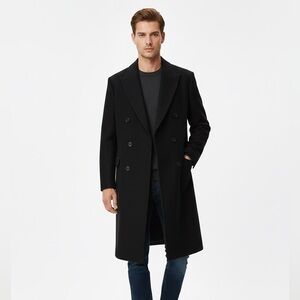ZARA, Men’s Double Breasted Manteco Wool Blend Coat/Overcoat, Medium